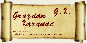 Grozdan Karanac vizit kartica